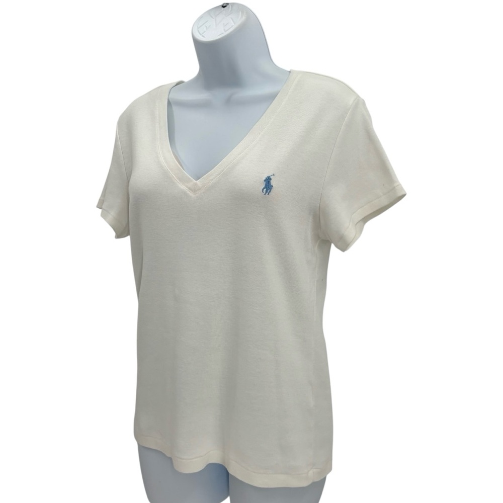Ralph Lauren Sport White Cotton Jersey V-Neck T-Shirt Sz.XL - Picture 3 of 7
